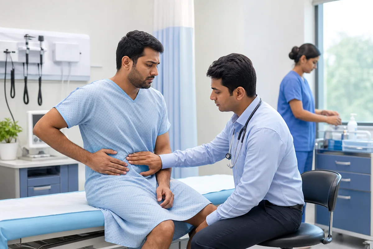 Hospital assessment for suspected appendicitis and right lower abdominal pain