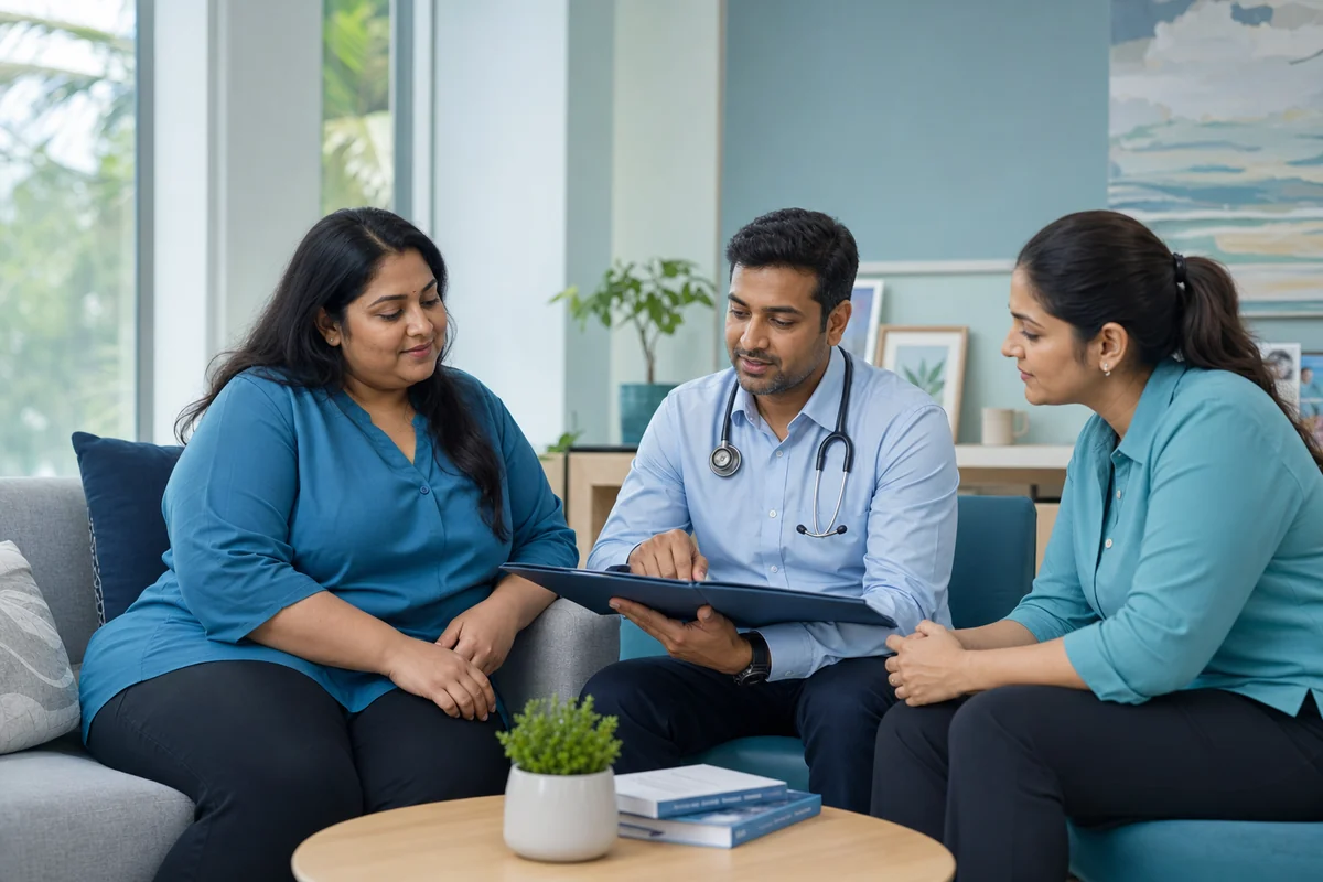Fictional patient in a respectful multidisciplinary bariatric care consultation