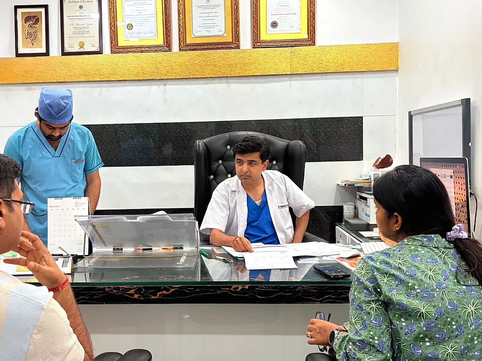 Dr. Himanshu Yadav during a clinic consultation