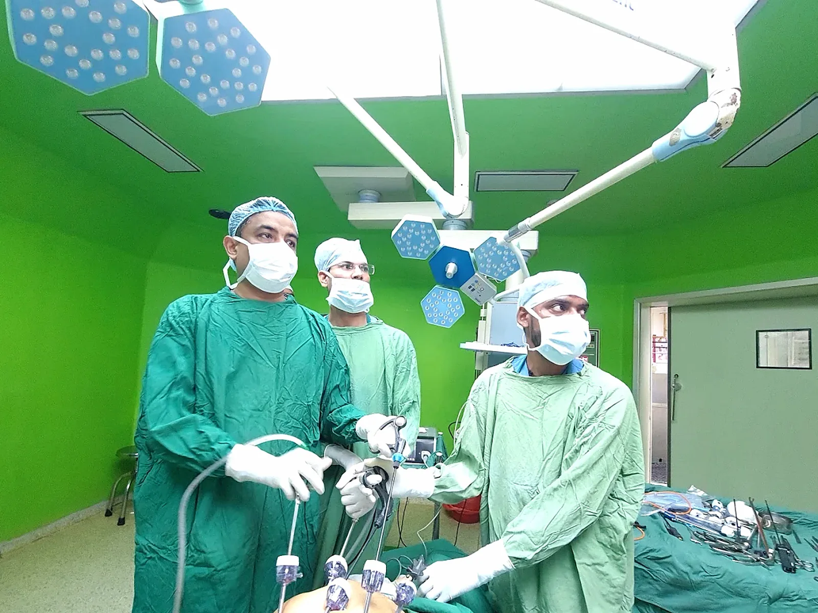 Surgical team during a laparoscopic procedure