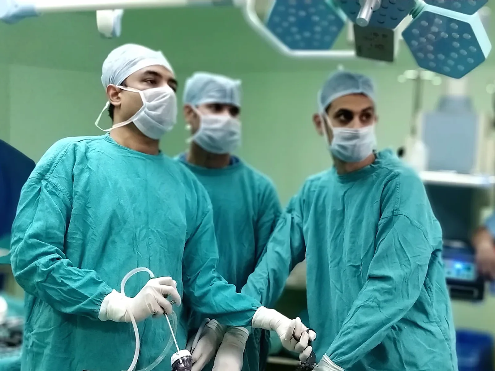 Surgical team during a minimally invasive procedure